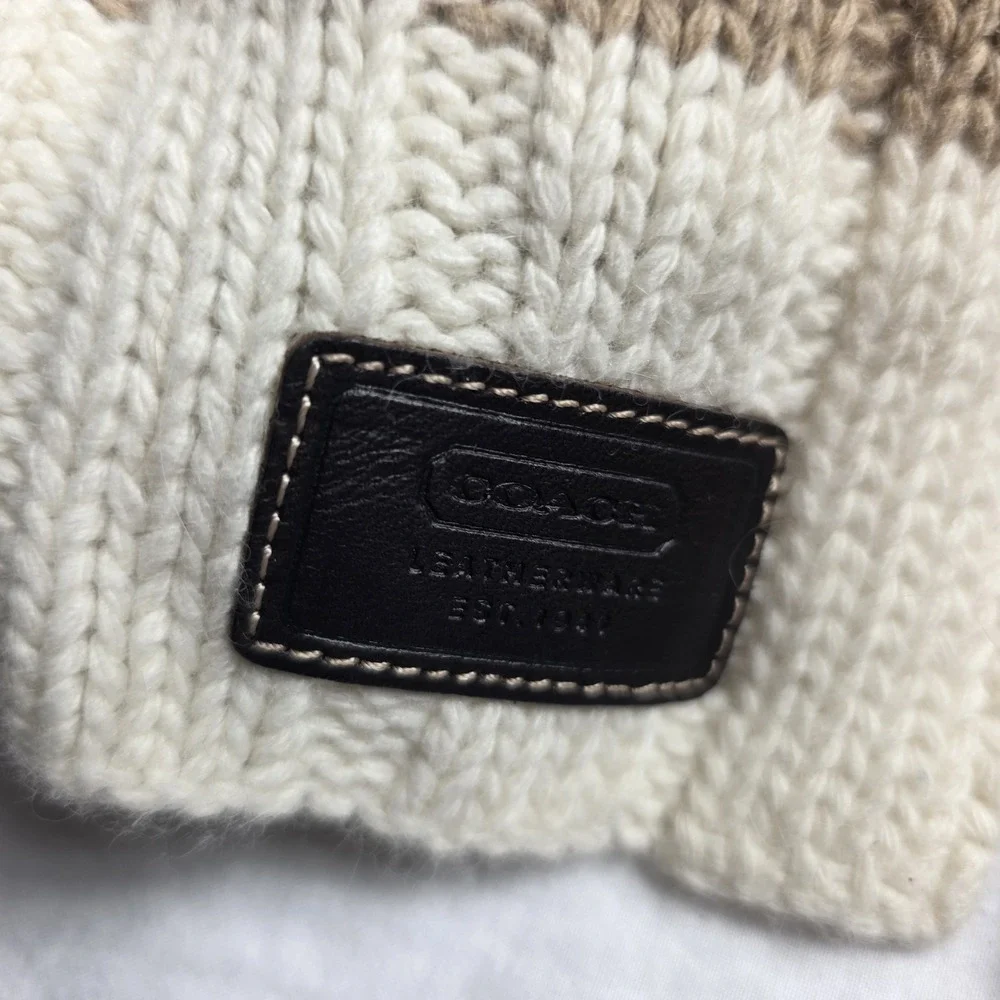 coach knitted scarf brown knitted lambswool cashmere